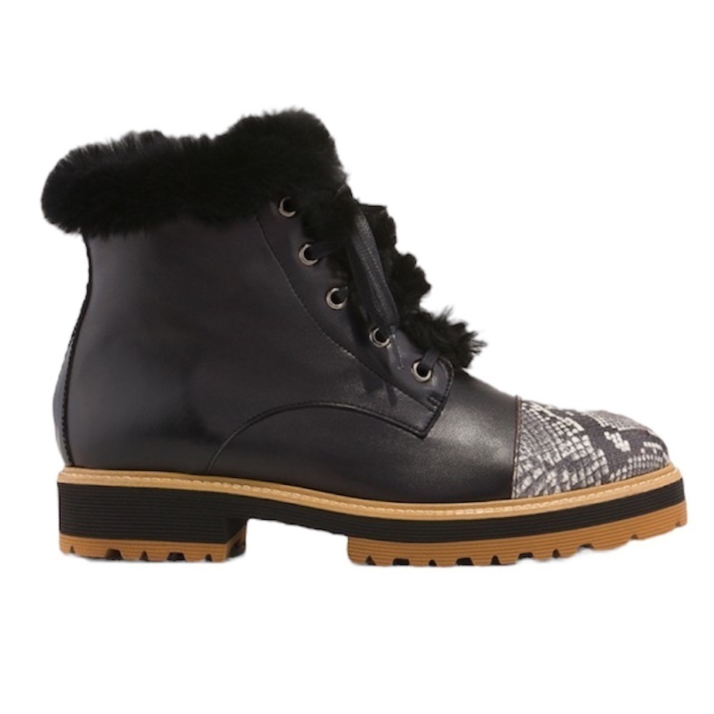 Gadea by Lodi Smooth Leather Ankle Boots with Fur Detail